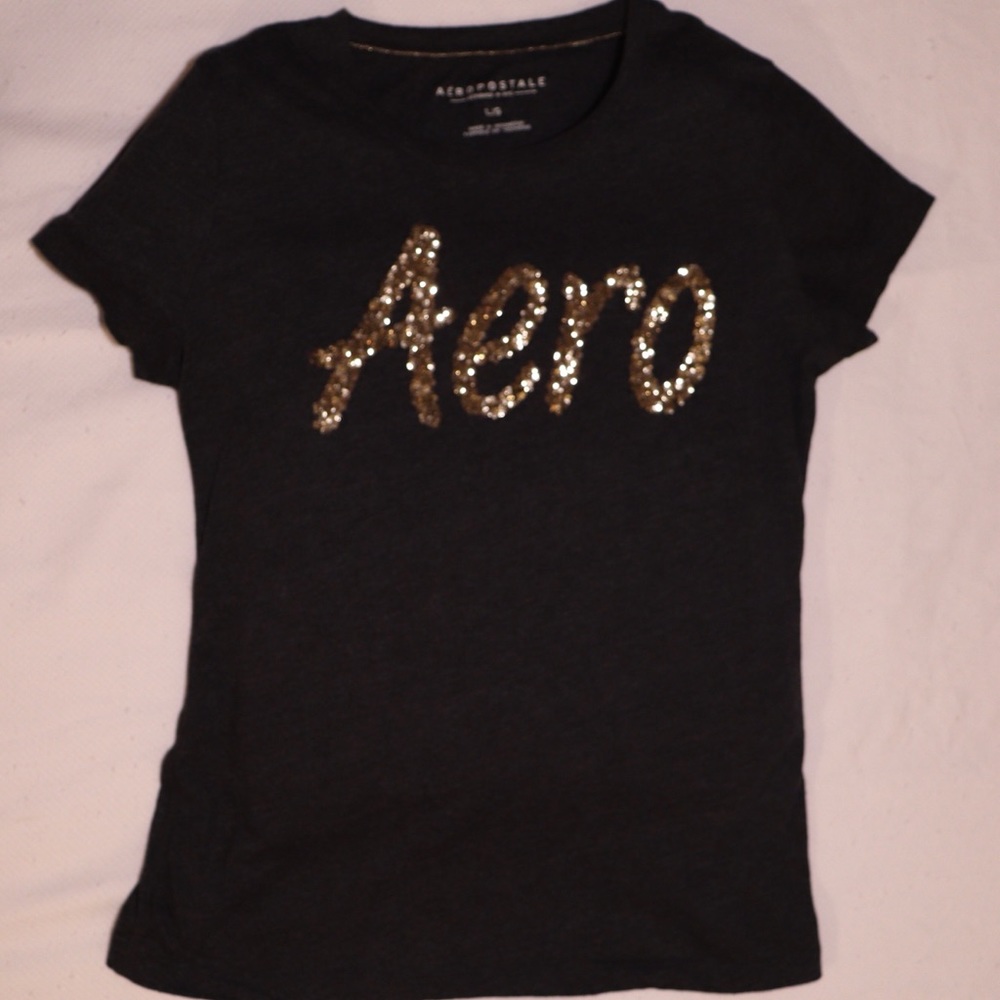 Grey and Gold Sequined Aeropostale Shirt